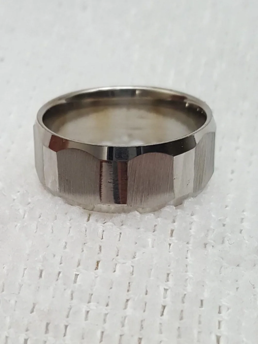 Men's Faceted Silver Stainless Steel Band